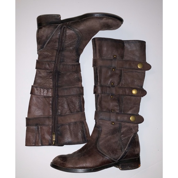 Two Lips Shoes - Two Lips Leather Riding Boots With Straps